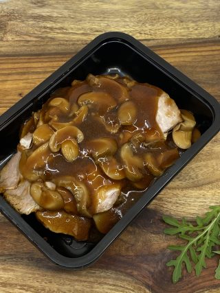 VARKENSROLLADE IN CHAMPIGNONSAUS